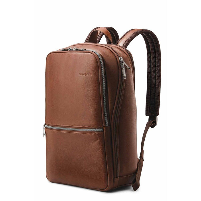 Samsonite Classic Leather Slim Backpack - Cognac